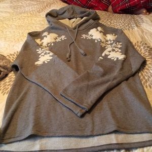 H&M embroidered hoodie. Gray and white